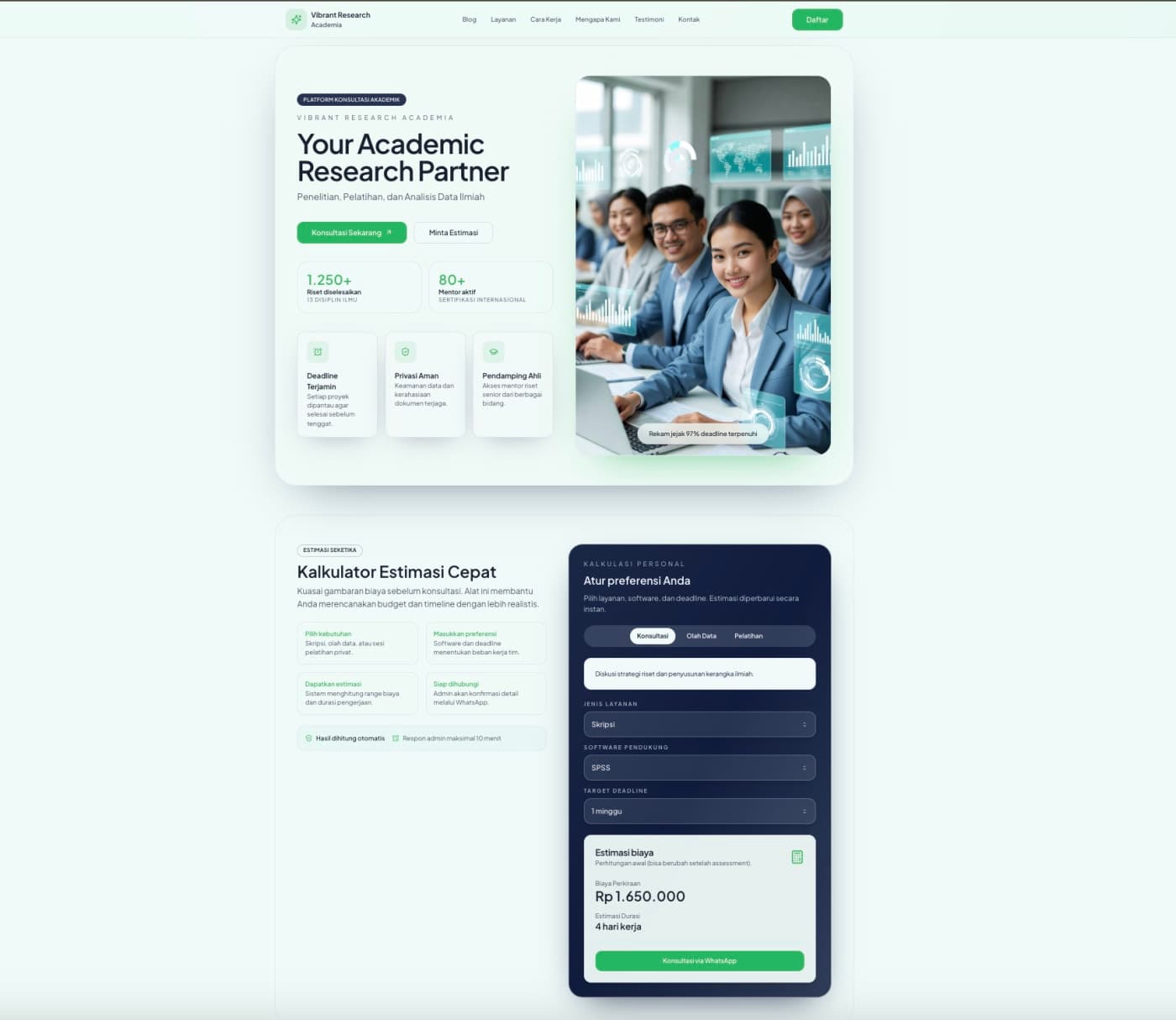 Tangkapan layar Vibrant Research Academia